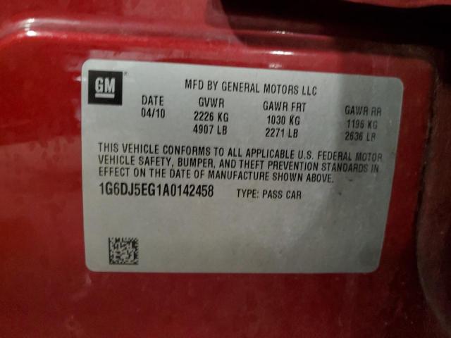 1G6DJ5EG1A0142458 - 2010 CADILLAC CTS PERFORMANCE COLLECTION Rojo foto 12