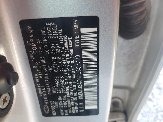 KM8JU3AC6DU637729 - 2013 HYUNDAI TUCSON GLS ვერცხლისფერი ფოტო 13