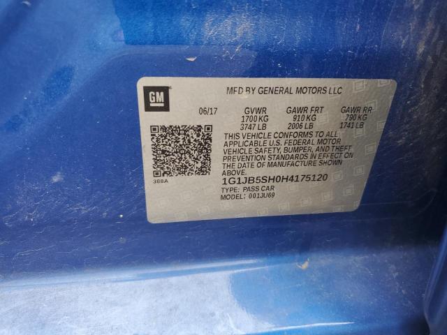 1G1JB5SH0H4175120 - 2017 CHEVROLET SONIC LS 蓝色 照片 12