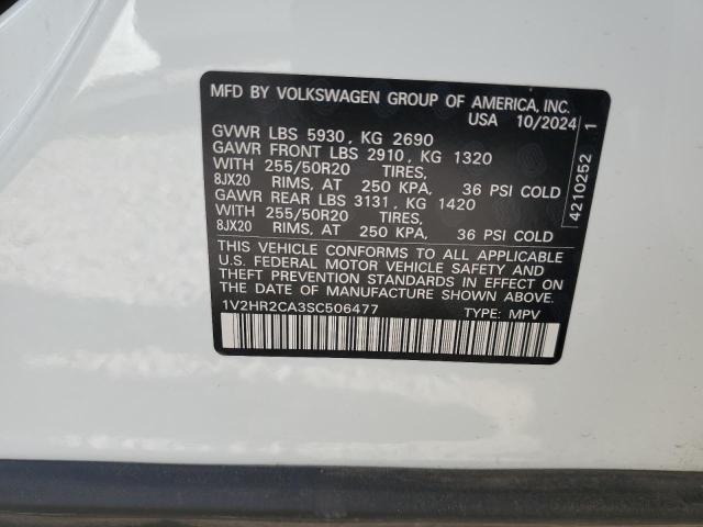 1V2HR2CA3SC506477 - 2025 VOLKSWAGEN ATLAS SE WHITE photo 12