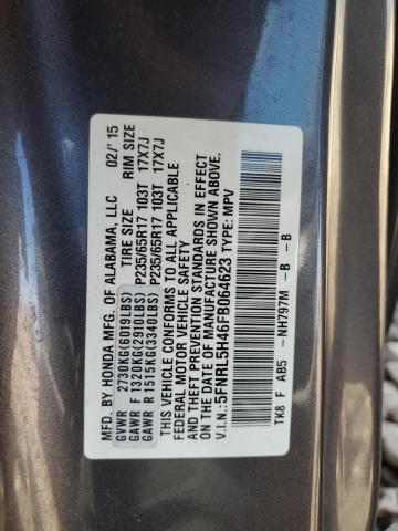 5FNRL5H46FB064623 - 2015 HONDA ODYSSEY EX SILVER photo 12