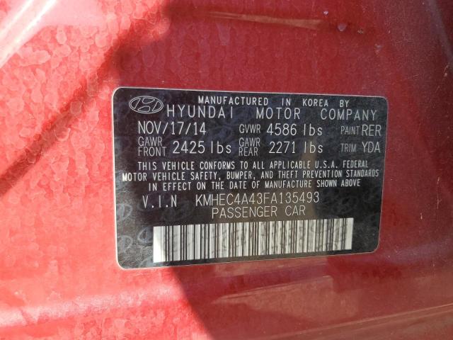 KMHEC4A43FA135493 - 2015 HYUNDAI SONATA HYBRID RED photo 13