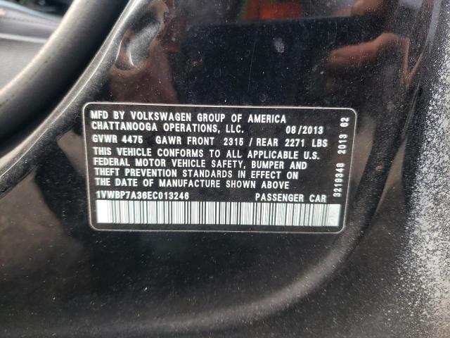 1VWBP7A36EC013246 - 2014 VOLKSWAGEN PASSAT SE BLACK photo 13