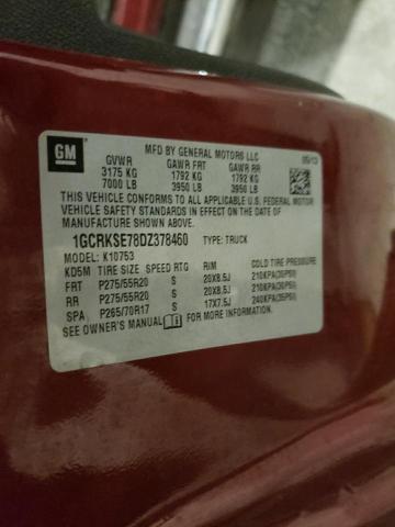 1GCRKSE78DZ378460 - 2013 CHEVROLET 1500 K1500 LT BURGUNDY photo 12