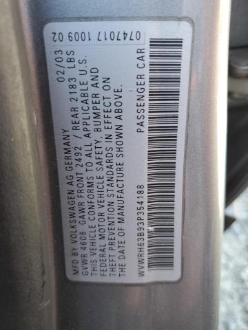 WVWRH63B93P354188 - 2003 VOLKSWAGEN PASSAT GLX Boz foto 12