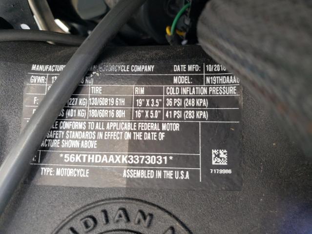 56KTHDAAXK3373031 - 2019 INDIAN MOTORCYCLE CO. SPRINGFIEL DARK HORSE WHITE photo 10