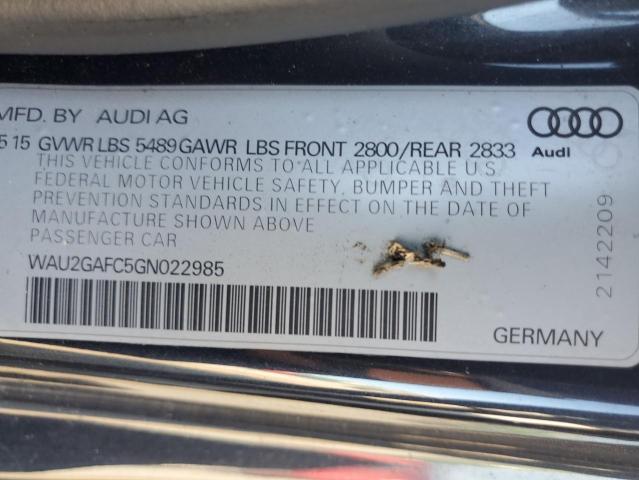 WAU2GAFC5GN022985 - 2016 AUDI A7 PRESTIGE BLACK photo 12