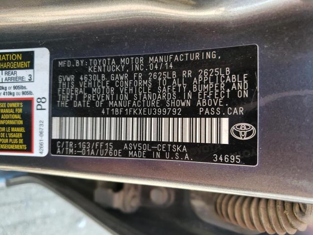 4T1BF1FKXEU399792 - 2014 TOYOTA CAMRY L GRAY photo 12