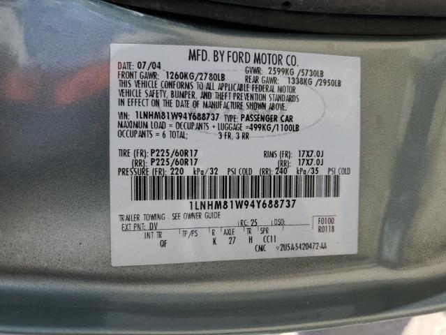 1LNHM81W94Y688737 - 2004 LINCOLN TOWN CAR EXECUTIVE TURQUOISE photo 12