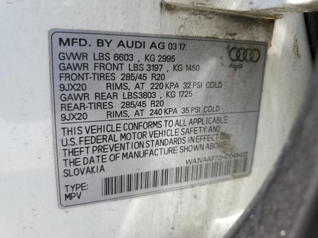 WA1VAAF72HD049423 - 2017 AUDI Q7 PRESTIGE WHITE photo 12