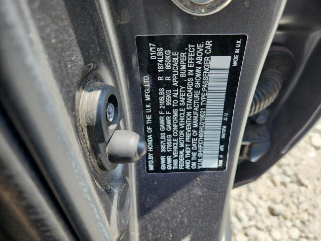 SHHFK7H90HU219021 - 2017 HONDA CIVIC SPORT TOURING CHARCOAL photo 12