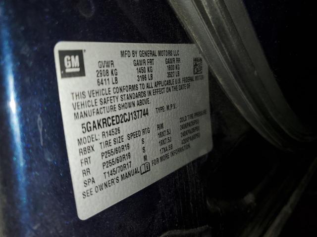 5GAKRCED2CJ137744 - 2012 BUICK ENCLAVE BLUE photo 13