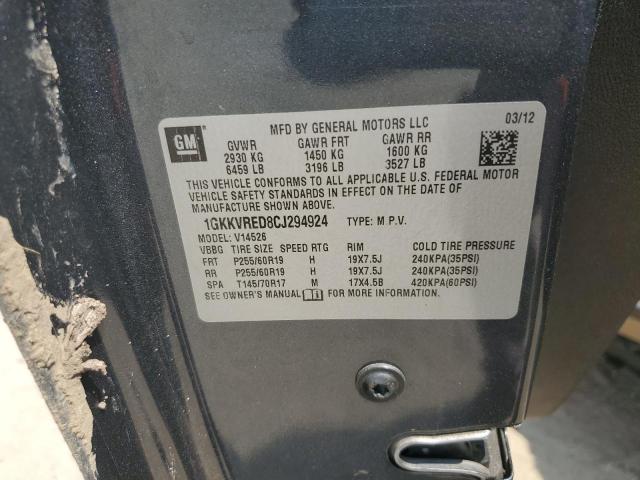 1GKKVRED8CJ294924 - 2012 GMC ACADIA SLT-1 Szary zdjęcie 13