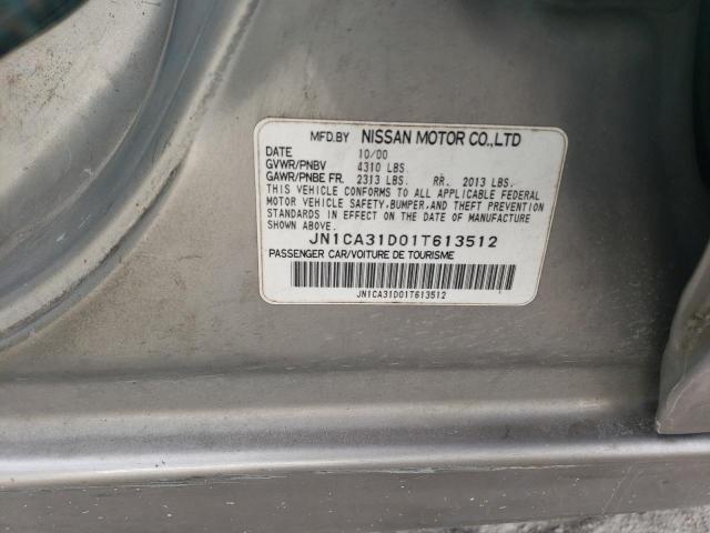 JN1CA31D01T613512 - 2001 NISSAN MAXIMA GXE SILVER photo 13