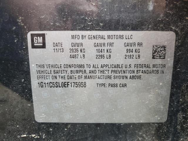 1G11C5SL0EF175958 - 2014 CHEVROLET MALIBU 1LT BLACK photo 12