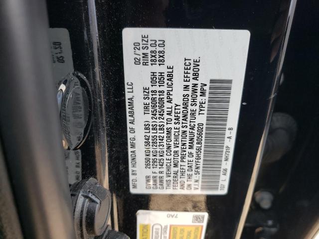 5FNYF6H56LB056020 - 2020 HONDA PILOT EXL BLACK photo 13