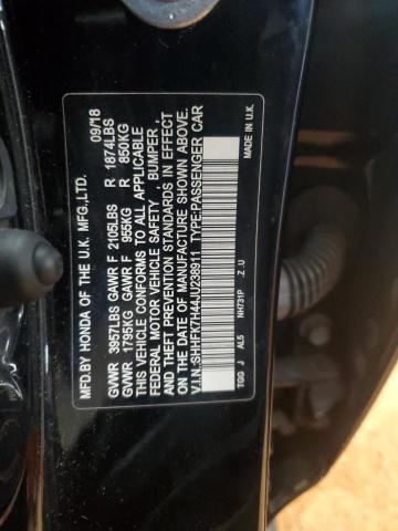 SHHFK7H44JU238911 - 2018 HONDA CIVIC SPORT Czarny zdjęcie 12
