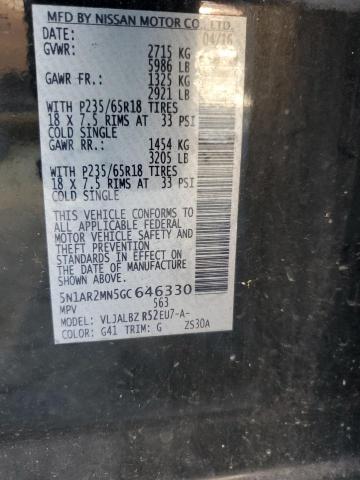 5N1AR2MN5GC646330 - 2016 NISSAN PATHFINDER S Սև լուսանկար 13