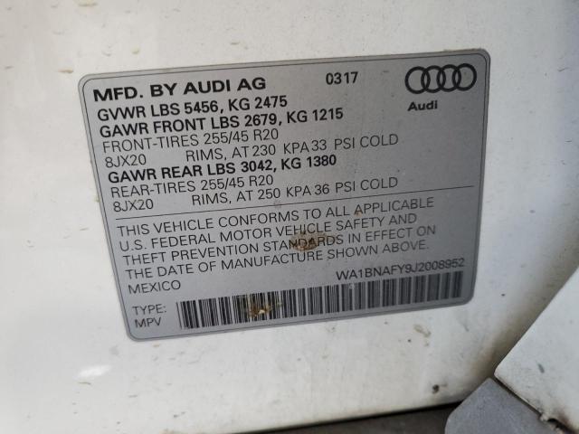 WA1BNAFY9J2008952 - 2018 AUDI Q5 PREMIUM PLUS WHITE photo 13