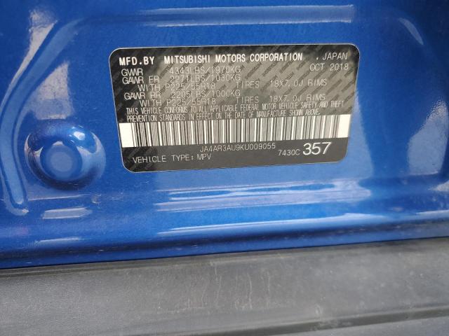 JA4AR3AU9KU009055 - 2019 MITSUBISHI OUTLANDER ES Czarny zdjęcie 12