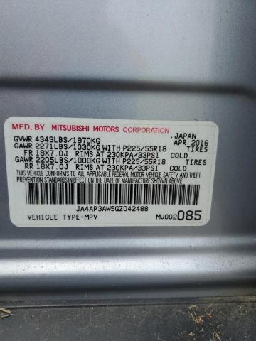 JA4AP3AW5GZ042488 - 2016 MITSUBISHI OUTLANDER ES 银色 照片 13