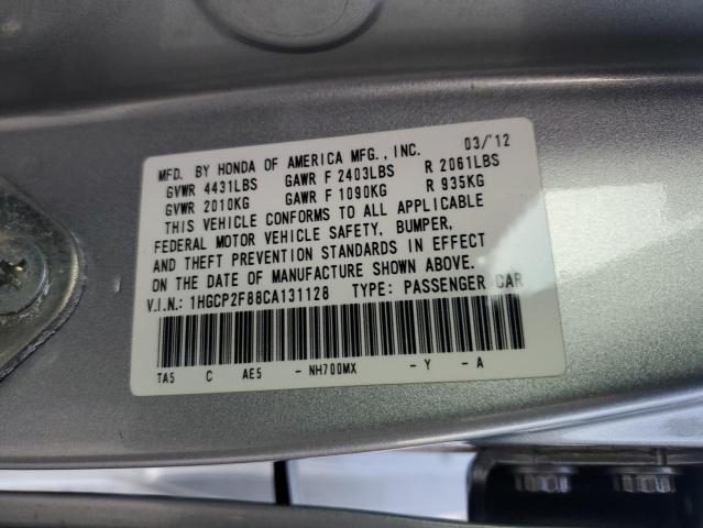 1HGCP2F88CA131128 - 2012 HONDA ACCORD EXL SILVER photo 13