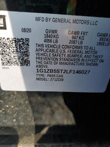 1G1ZB5ST2LF146027 - 2020 CHEVROLET MALIBU LS BLACK photo 12