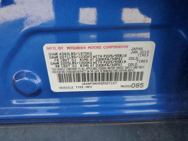 JA4AP3AUXGZ027127 - 2016 MITSUBISHI OUTLANDER ES BLUE photo 12