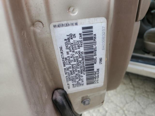 4T1BG22KXWU369735 - 1998 TOYOTA CAMRY CE GRAY photo 12