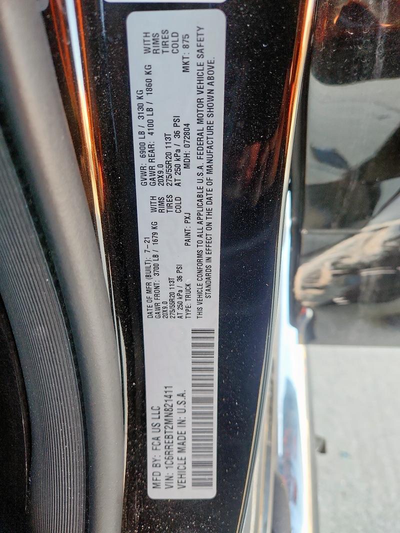 1C6RREBT2MN821411 - 2021 RAM 1500 BIG HORN/LONE STAR BLACK photo 12