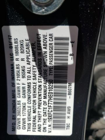 19XFC1F77HE010250 - 2017 HONDA CIVIC EXL BLUE photo 12