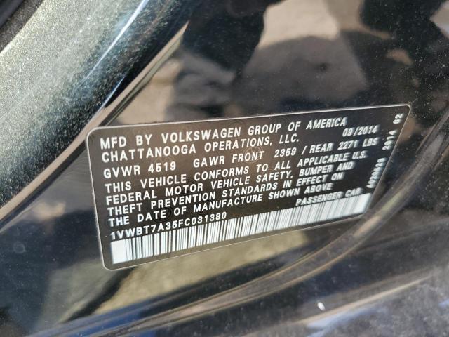 1VWBT7A35FC031380 - 2015 VOLKSWAGEN PASSAT SE BLACK photo 12