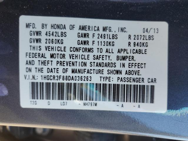 1HGCR3F88DA036263 - 2013 HONDA ACCORD EXL GRAY photo 12