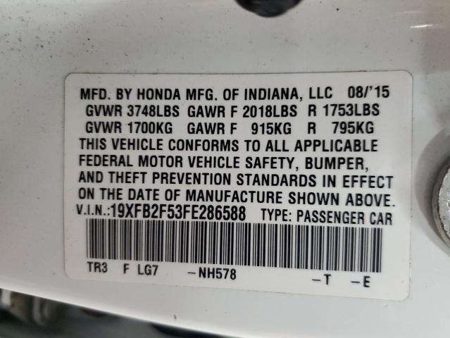19XFB2F53FE286588 - 2015 HONDA CIVIC LX WHITE photo 12