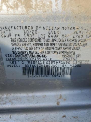 3N1CN8DV5ML807435 - 2021 NISSAN VERSA S SILVER photo 12