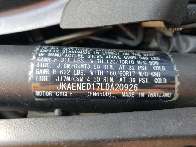 JKAENED17LDA20926 - 2020 KAWASAKI EN650 D GRAY photo 9