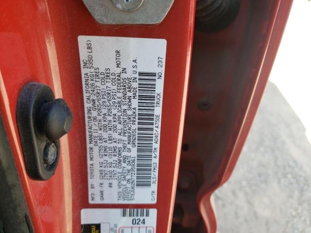 5TEJU62N77Z359361 - 2007 TOYOTA TACOMA DOUBLE CAB PRERUNNER RED photo 13