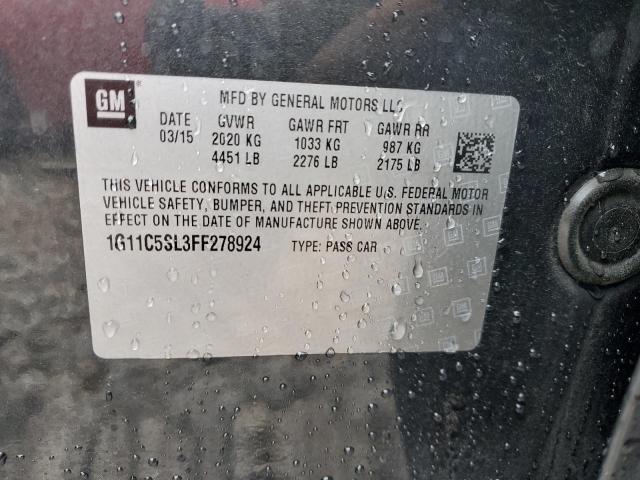 1G11C5SL3FF278924 - 2015 CHEVROLET MALIBU 1LT CHARCOAL photo 12