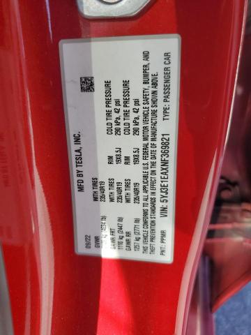 5YJ3E1EAXNF369821 - 2022 TESLA MODEL 3 红色 照片 12