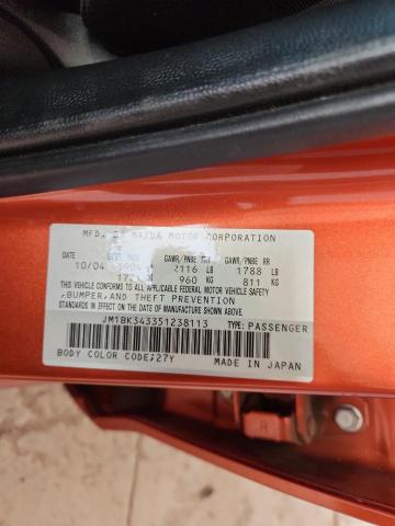 JM1BK343351238113 - 2005 MAZDA 3 HATCHBACK ORANGE photo 12