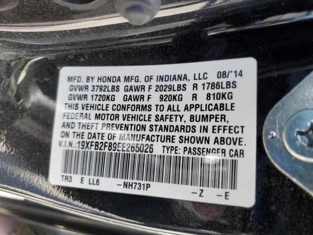 19XFB2F89EE265026 - 2014 HONDA CIVIC EX BLACK photo 12