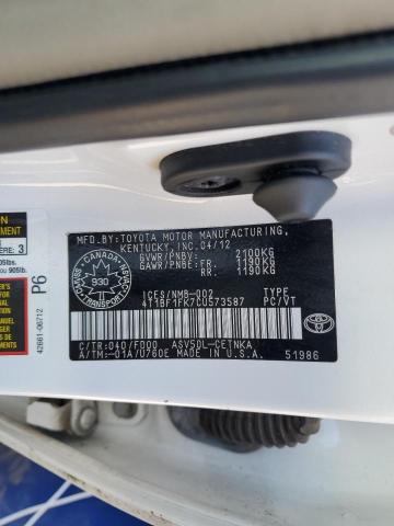 4T1BF1FK7CU573587 - 2012 TOYOTA CAMRY BASE WHITE photo 12