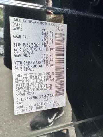 5N1DR2MM2HC614716 - 2017 NISS PATHFINDER S Սև լուսանկար 10