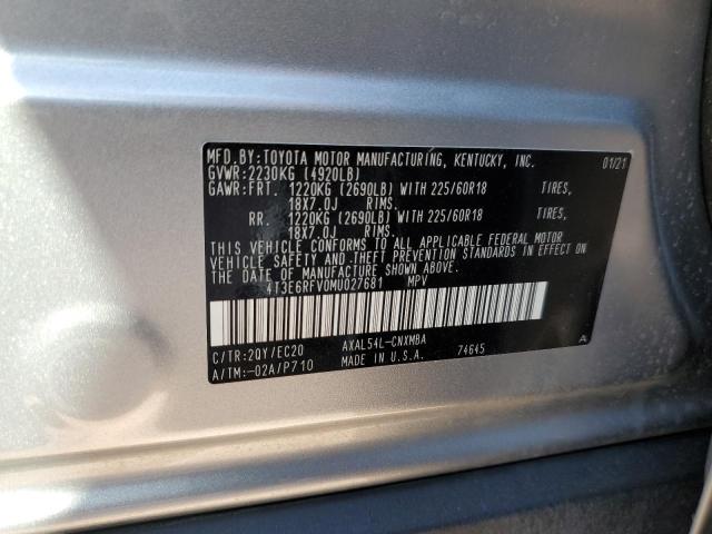 4T3E6RFV0MU027681 - 2021 TOYOTA RAV4 XSE GRAY photo 12