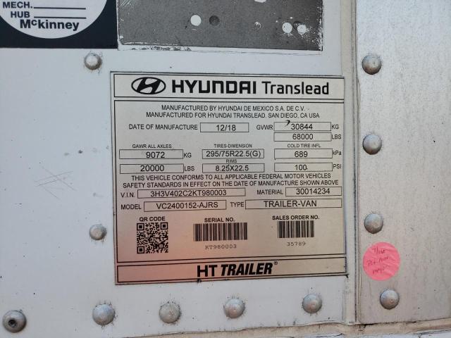 3H3V402C2KT980003 - 2019 HYUNDAI VAN WHITE photo 10