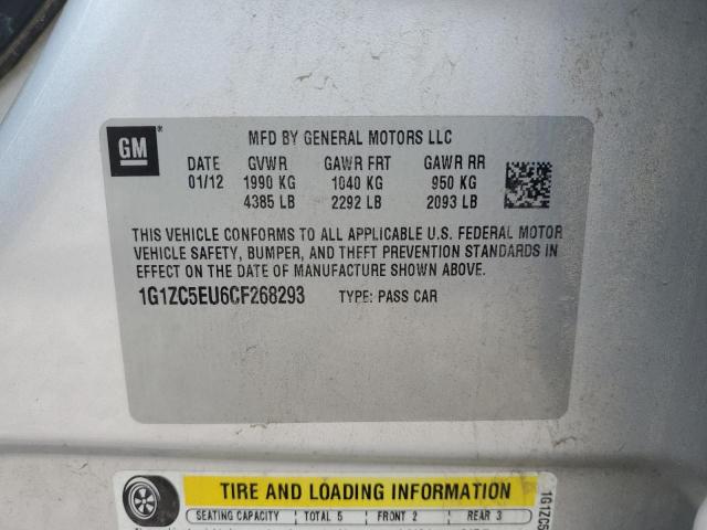 1G1ZC5EU6CF268293 - 2012 CHEVROLET MALIBU 1LT 银色 照片 12