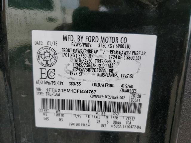 1FTEX1EM1DFB24767 - 2013 FORD F150 SUPER CAB GREEN photo 12