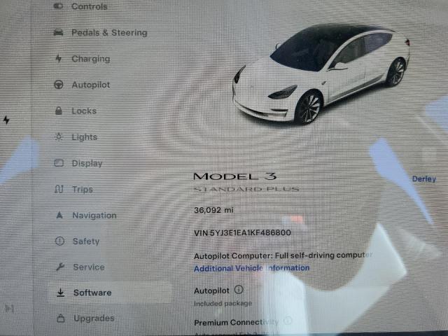 5YJ3E1EA1KF486800 - 2019 TESLA MODEL 3 WHITE photo 9