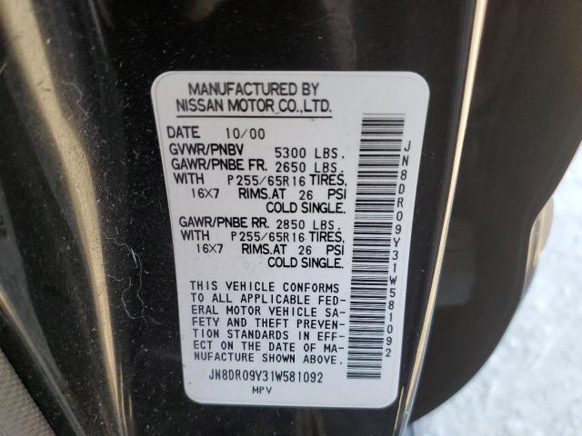 JN8DR09Y31W581092 - 2001 NISSAN PATHFINDER LE 黑色 照片 13