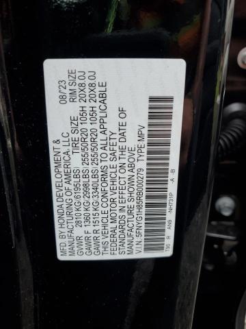 5FNYG1H85RB000279 - 2024 HONDA PILOT ELITE BLACK photo 13